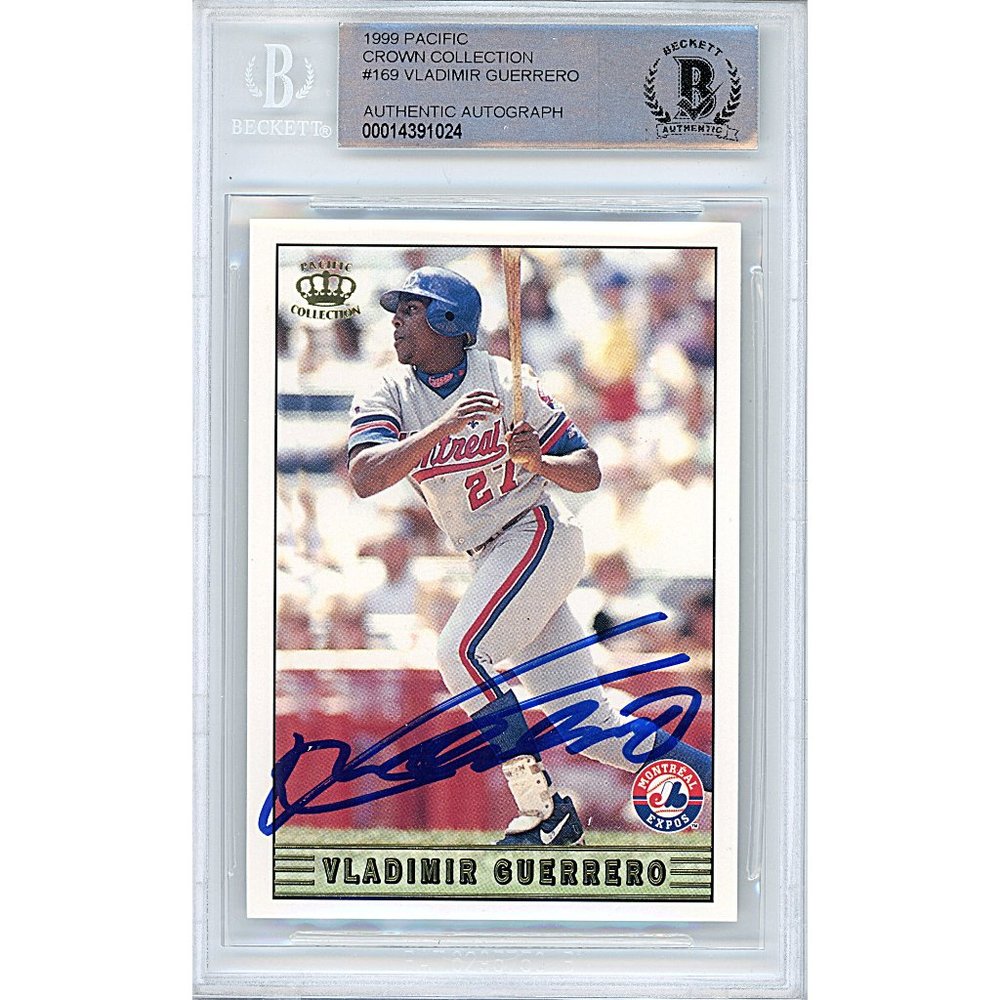 Vladimir Guerrero Signed 1999 Pacific Baseball Card Beckett Expos Autograph Slab